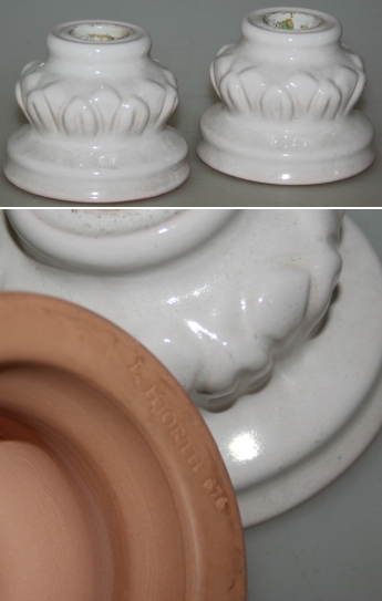 To fine sm lertjslysestager fra Hjorth Keramik fabrik
