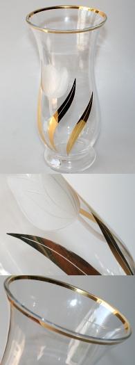 Glasvase med tulipan og blade, stor