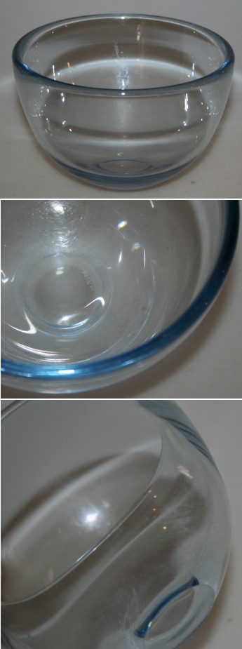 Flot rund skål i blåligt glas
